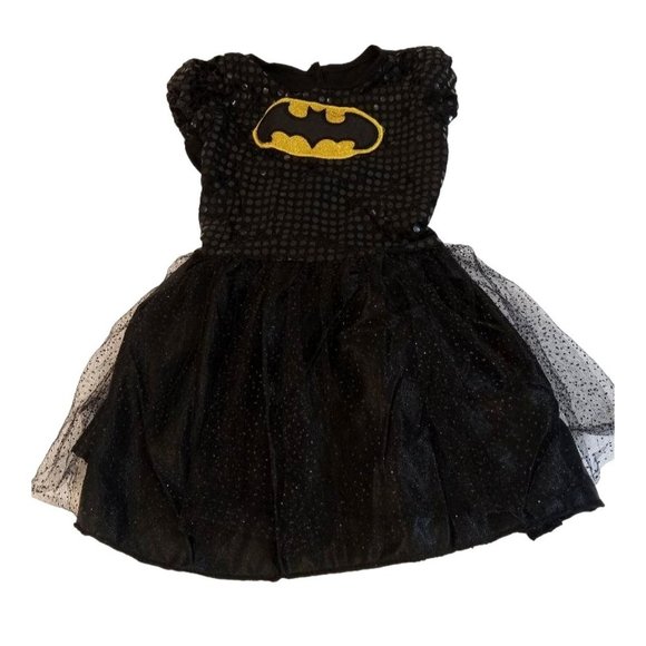 Batgirl Dress Girls Sz Small M Black Gold Sequin Tutu Dress Costume Halloween - Picture 3 of 9